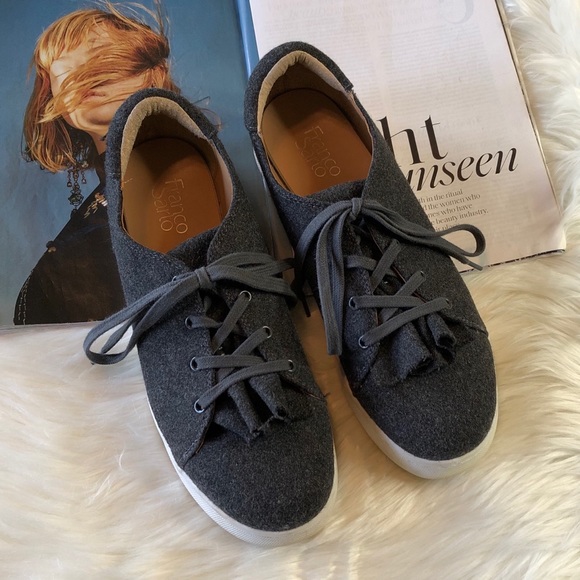 Franco Sarto Stephanie Gray Ruffle Sneakers 10M - Picture 2 of 12
